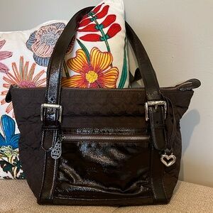 Brighton Dark Brown Quilted Leather Purse Shoulder Hand Bag D992215